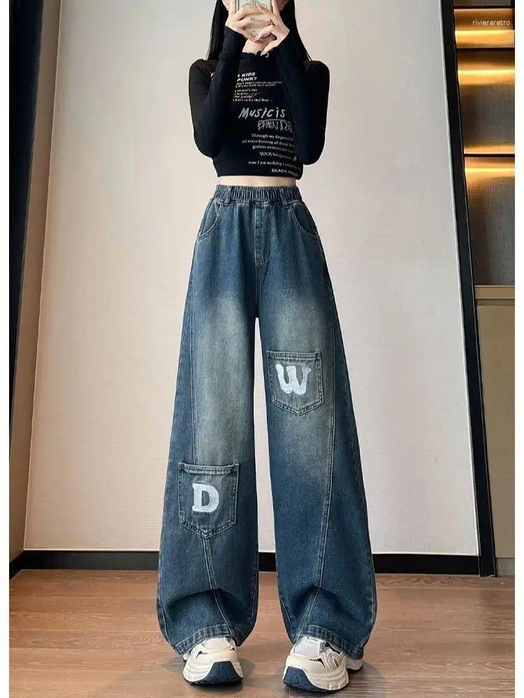 Women's Jeans Plus Size Straight-Leg Wide-Leg Loose-Fit High-Waisted Skinny-Looking Flattering Cover-Up Z260313