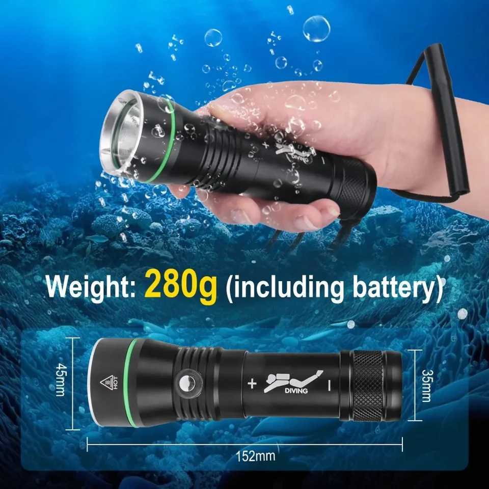 BORUiT S3 XHP50 LED Scuba Diving Flashlight 1500LM Super Bright Underwater 100M Torch IPX8 Waterproof Spearfishing LanternW251106