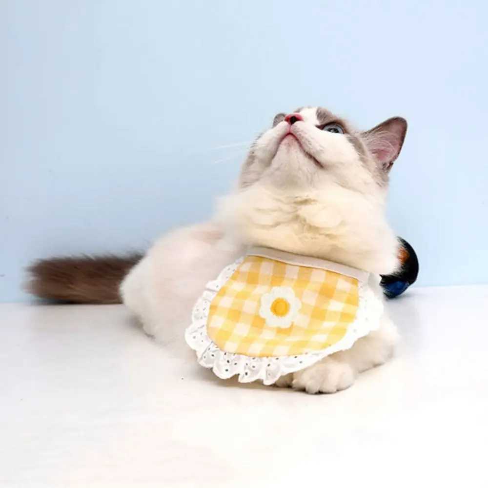 High Quality Fashionable and cute dog flower Saliva towel adjustable breathable sunflower pet neck soft pet plain bib T250407