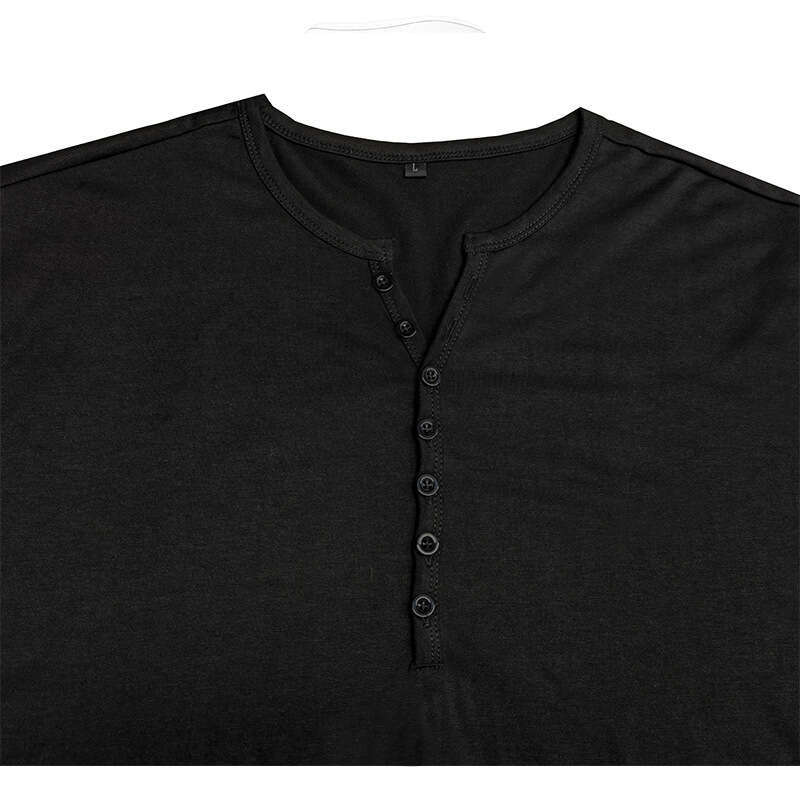 summer clothing, European and American Henry shirt, short sleeved men T-shirt, solid color top, 2025 new casual fashion trend clothing