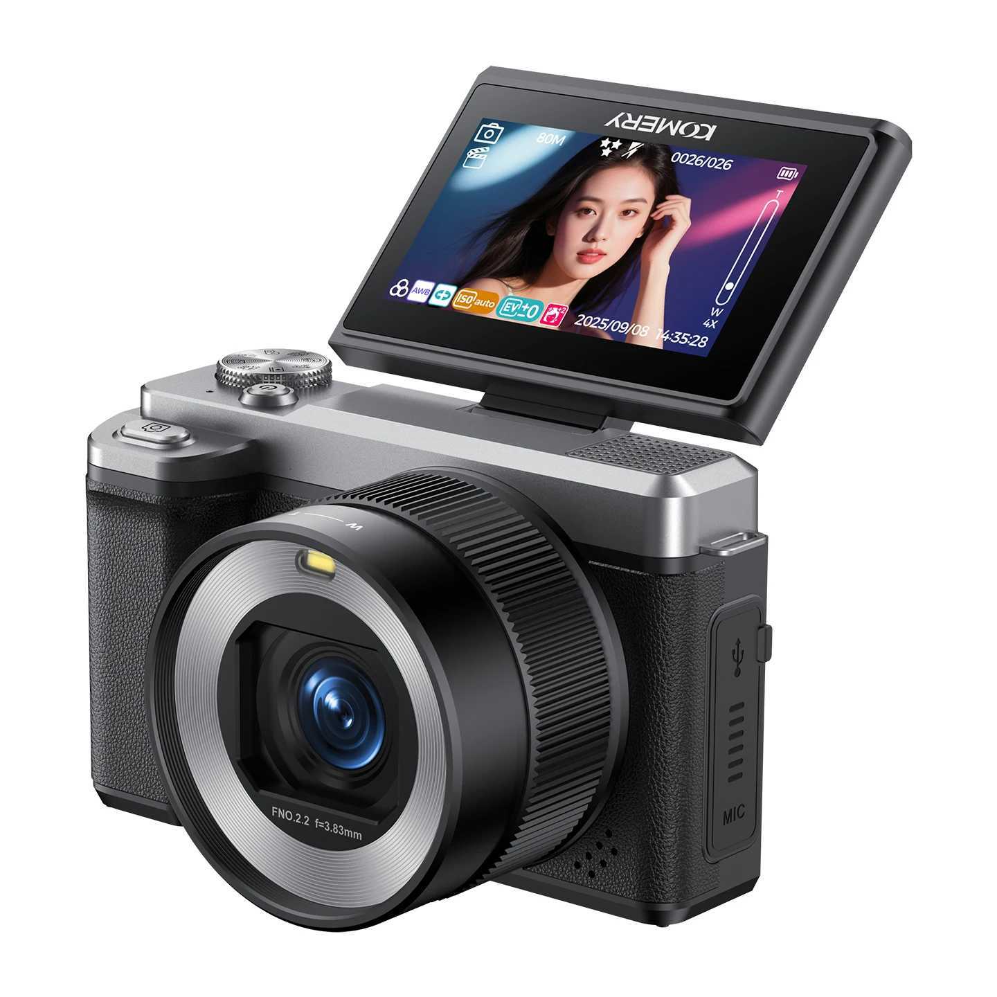 Digital Camera CCD Front and Rear Dual Lens Portable Digital Camera 18X Zoom 5K Vintage Vlog Video Recorder 80MP Selfie CamerasW251107