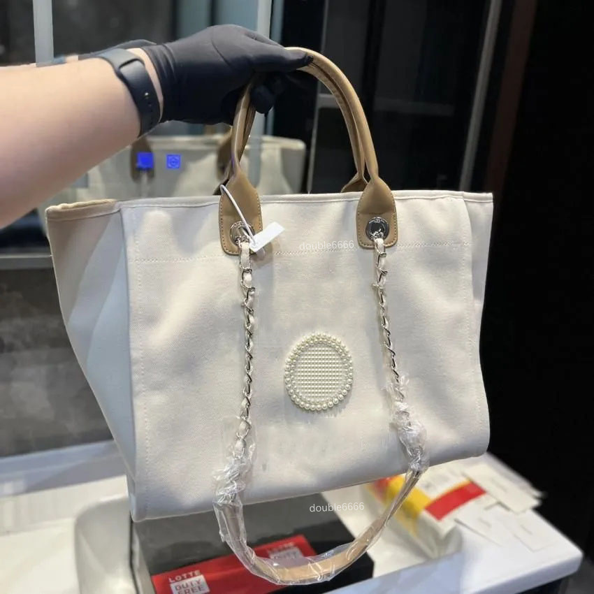 designer pearl bag Handbags Summer Beach Tote Bag Shoulder Bags Glitter Office Bag Quality Classic Woman Canvas Bags with Button Retro Ladies Luxurious crossbody