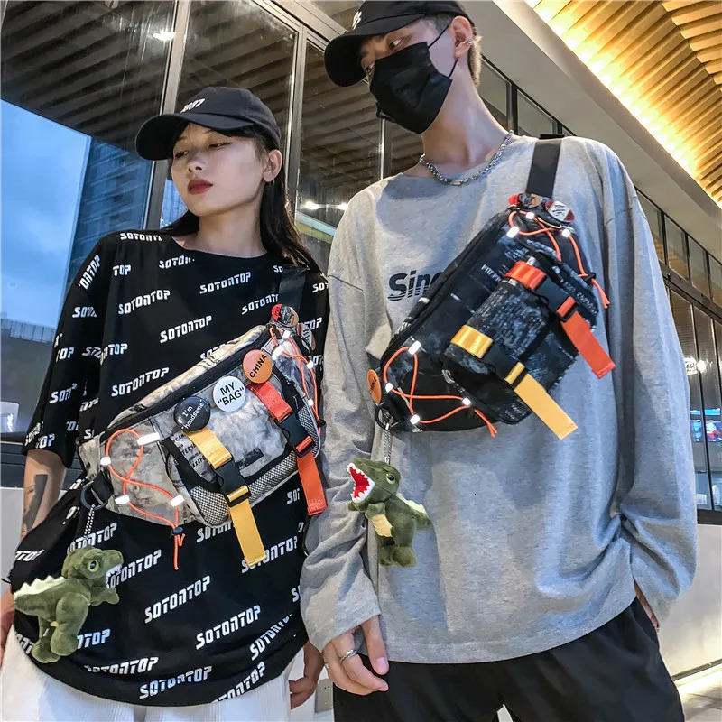 Punk hip-hop Techwear waist bag unisex casual sports single shoulder cross body chest bag Harajuku casual Fanny bag 250402