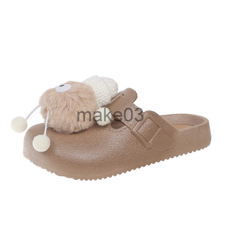 Girl Cute Big Eyes Baotou Boken Half Slippers 2025 Summer New Soft Bottom Anti slip Boys Beach Shoes Trendy J250403
