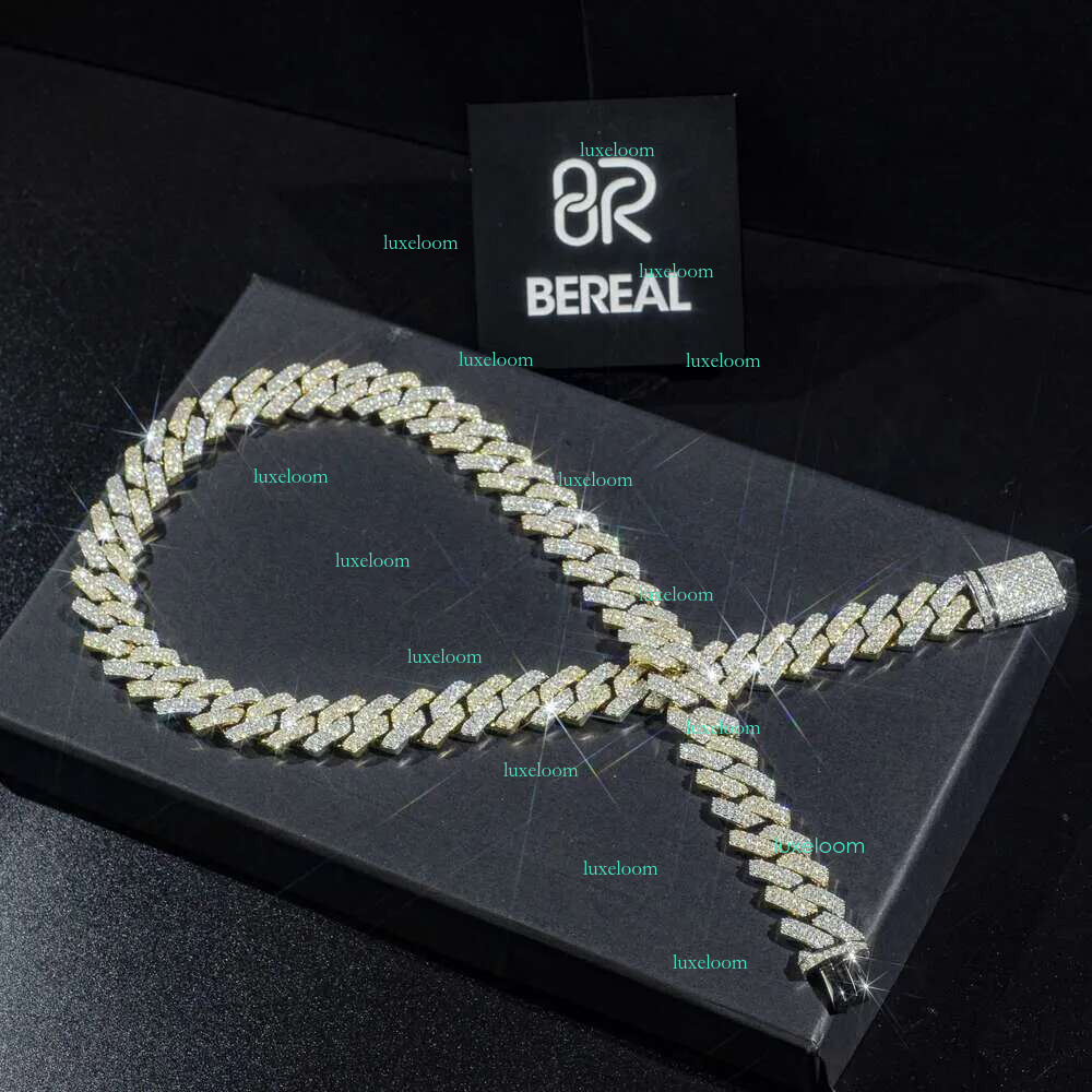 Custom Iced Out Sterg Pendant Moissanite Dia Designer Fashion Necklaces Sier Miami Cuban Chain GRA 14mm 2 Rows Gold Hip Hop Necklace Jewelry for Men