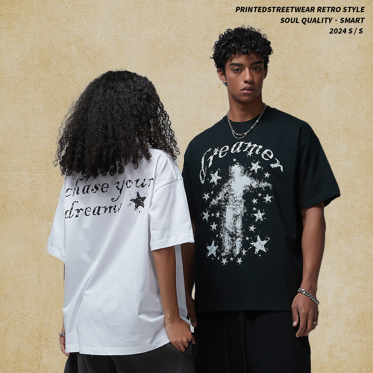 Wear | 2025 Summer Untouched Round Neck Printed Men's Short Sleeve American Trendy Brand Loose Couple T-shirt