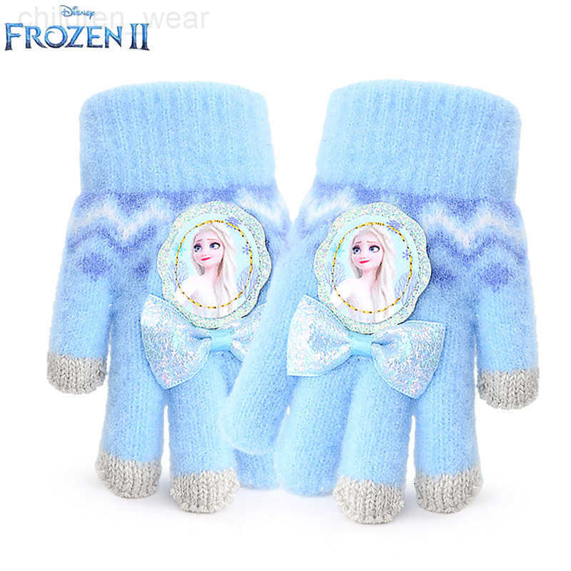 Disney Five-Finger Gloves Winter Girls Toddler Kindergarten Fingered Baby Cute Kids Winter Elsa Princess H251107
