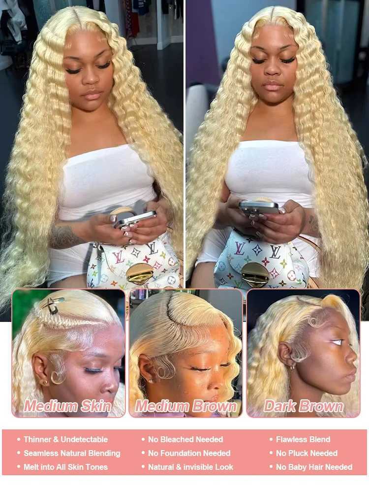 40 Inch Blonde 613 HD Lace Frontal Wig 13x6 Curly Wigs Preplucked Loose Deep Wave Wigs Human Hair 13x4 Lace Frontal Wig W251107
