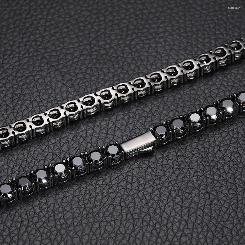 OACOCA Pendants Real 4mm 5mm Black Full Moissanite Tennis Necklace For Women And Men S925 Sterling Silver Neck Chain Plate 18K Gold Fine Jewelry