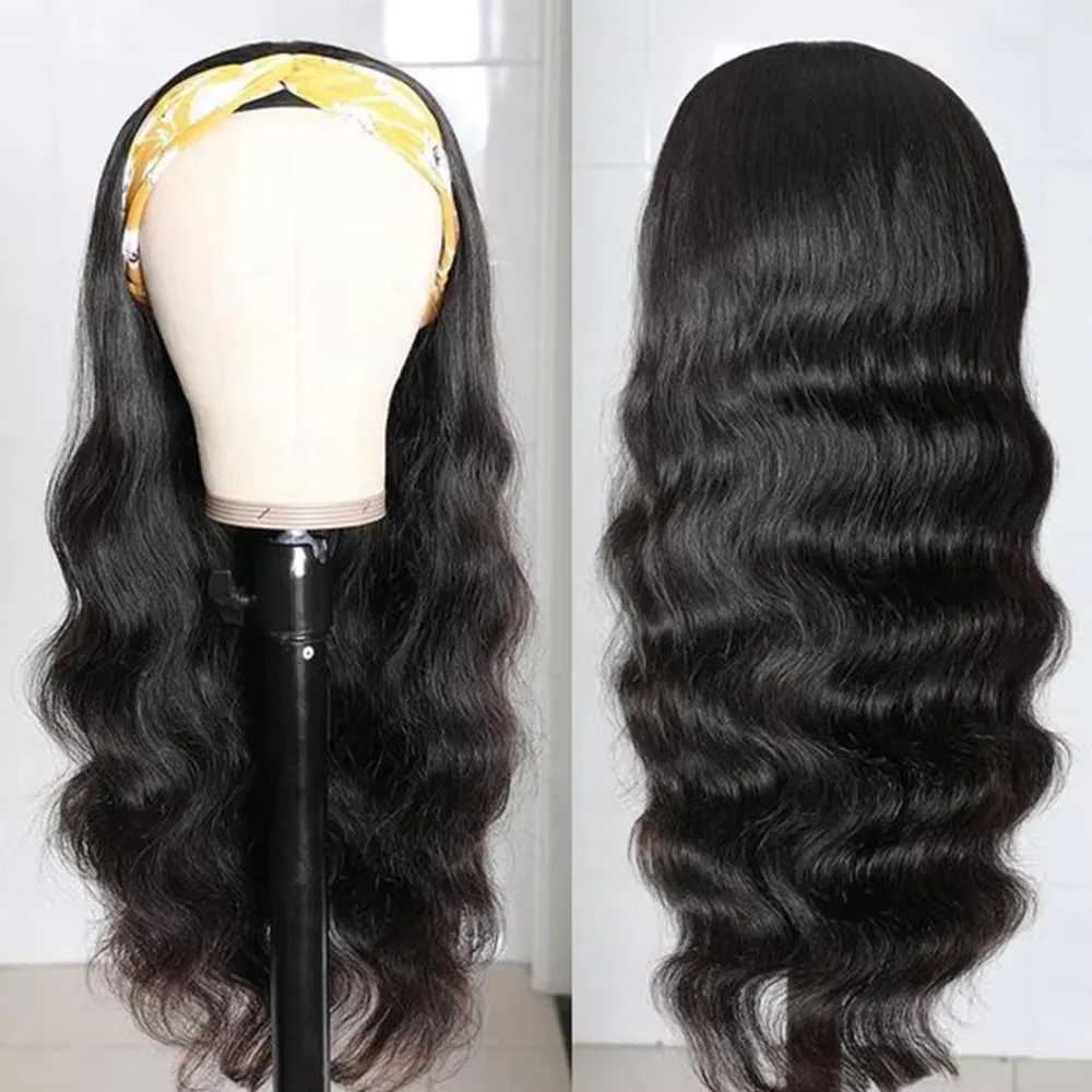 8 40 inches Body Wave Headband Wig Human Hair Bone Human Hair Wigs Full Machine Made Easy to Go 200 Density Human Hair Wigs W251107