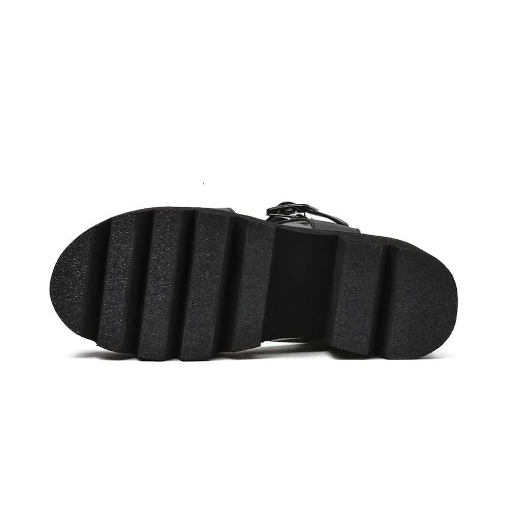 Gdgydh Women's Black Platform Sandals Comfy Open Toe Chunky Heel Buckle Strap Fashion Casual Solid Color School Shoes