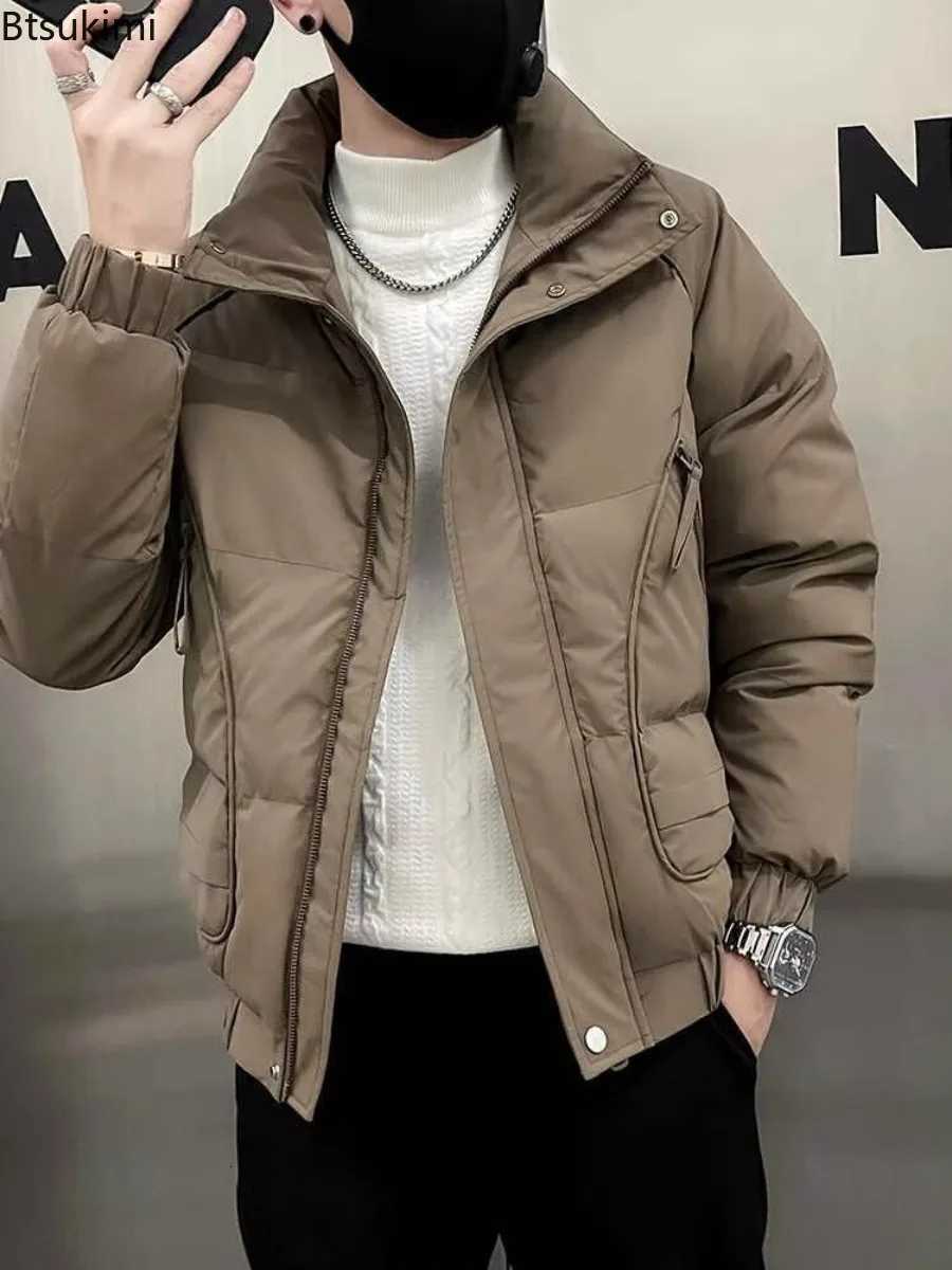 High Quality Men Parkas 2025 Fashion Mens Thicken Warm Casual Jackets Handsome Men Coats Solid Stand Collar Down Cotton JacketsT251107