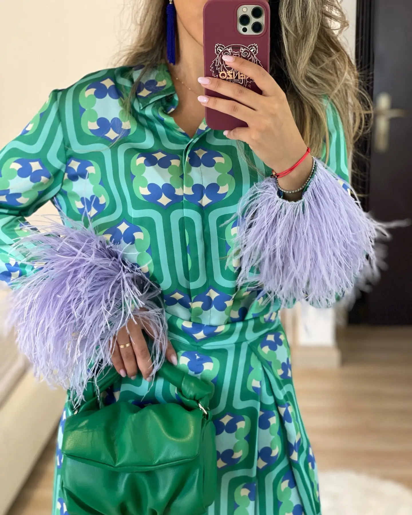Fashionable printed shirt top suitable for European and American style womens loose wide leg Trouser Street casual suit 250407
