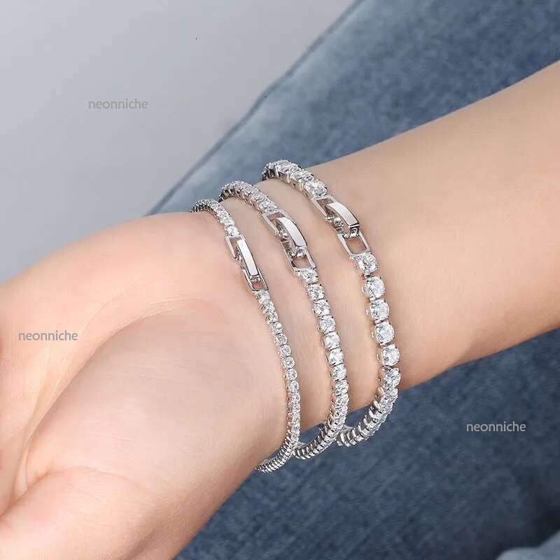 High quality Customizable Dia Chain Jewelry Sterg Sier 2mm 3mm 4mm CZ Cubic Zirconia Fashion charm Tennis moissanite Bracelet men women Hip hop
