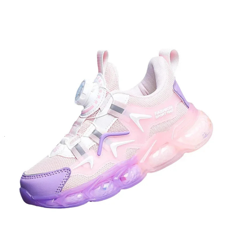 Childrens running shoes spring and summer 24 mesh breathable rotating buckle boys and girls elementary school students sports shoes 250403