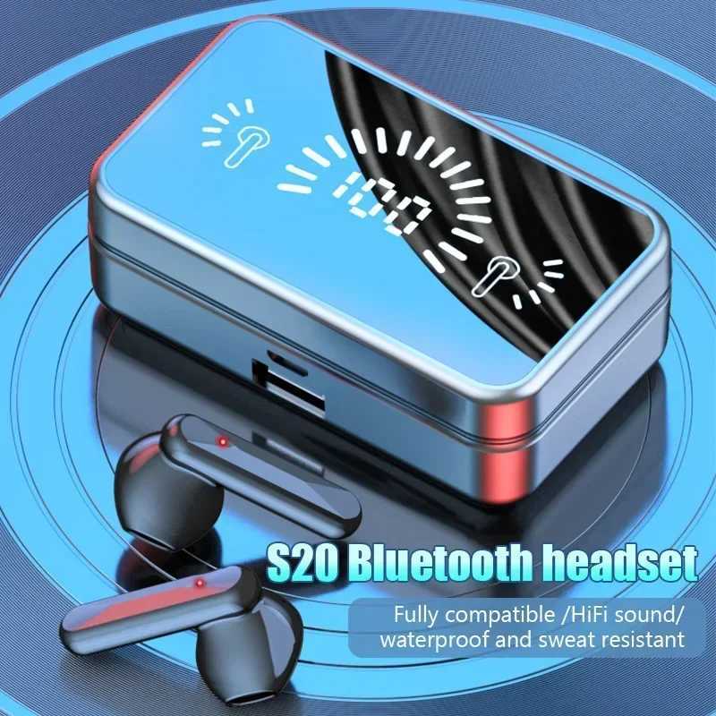 S20 TWS wireless BT earphones with charging case noise cancelling LED earphones wireless earphones with microphone BT earphones T250407