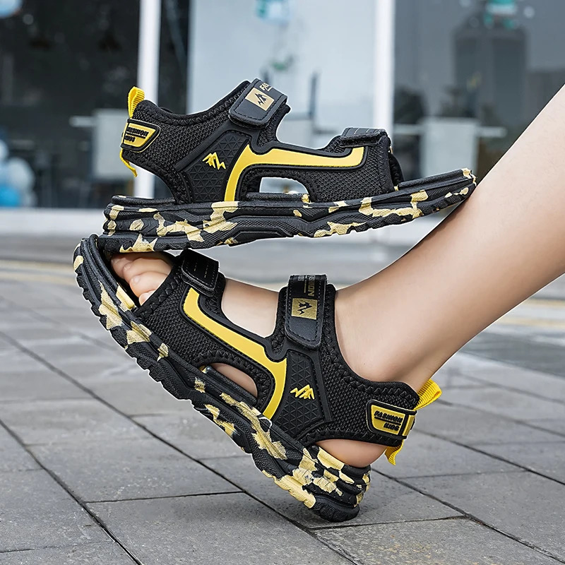 Summer Hook Loop Fastener Camouflage Beach Sandals Water Childrens Sports Slippers Boys Lightweight Anti Slip Shoes 250407