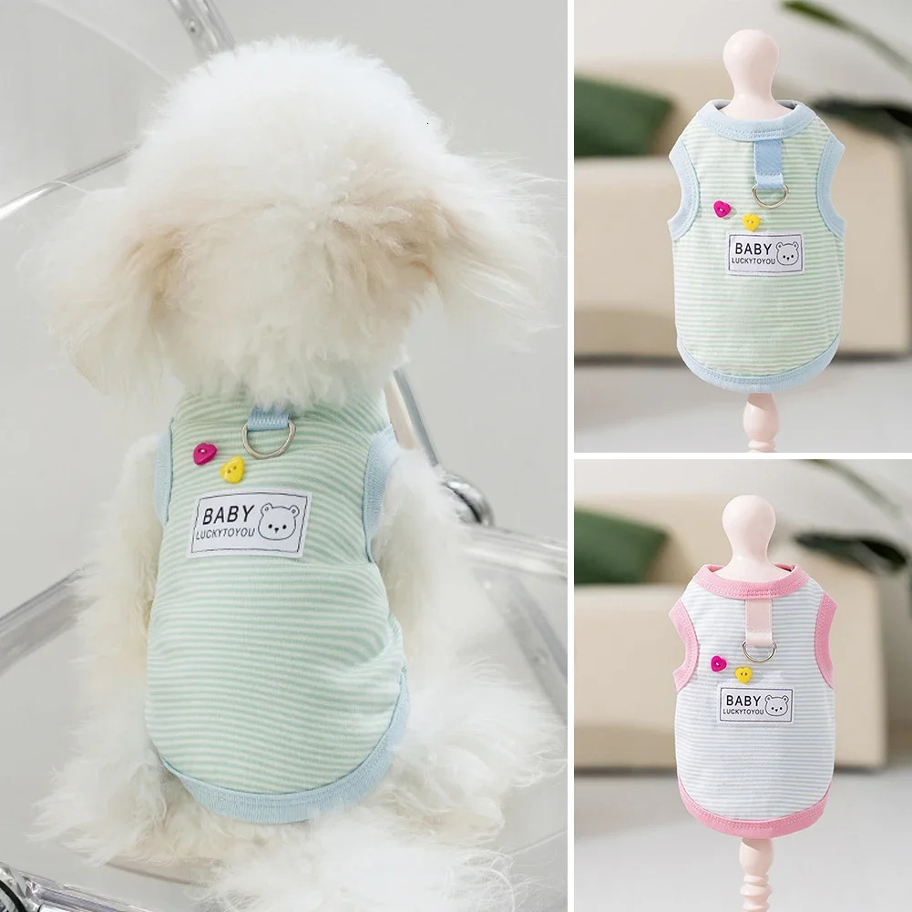 1Pc Dog Clothes Summer Breathable Vest Medium and Small Dog Clothing Teddy Schnauzer Pure Cotton Clothes 250402