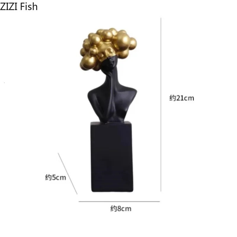 Black and White Art Sculpture Resin Character Ornaments Girl Statue Figure Sculpture Home Accessories Decoration Crafts 250407
