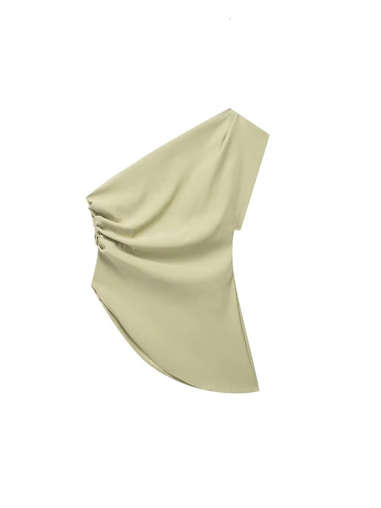 Asymmetric Tshirt Womens Fashion Trend Girl Celebrity Temperature Off Shoulder Top 250407