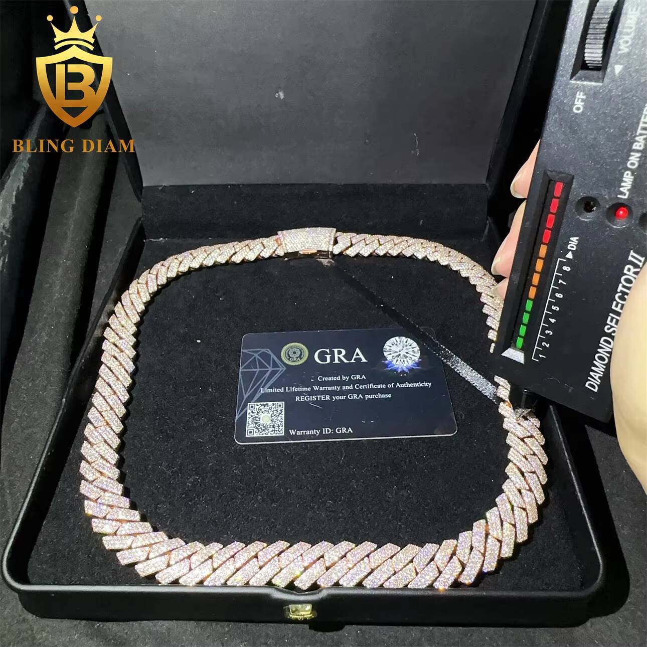 Sterling Silver 925 15mm VVS Moissanite Diamond Iced Out Cuban Link Moissanite Hip Hop Cuban Link Chain Necklace