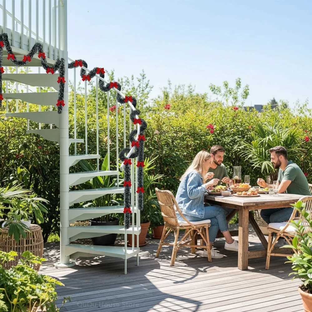 Christmas Christmas Garland with LED Lights 2M Artificial Rattan Wreath for Xmas Tree Ornaments Indoor Outdoor Home Party Holiday Decor Y251106