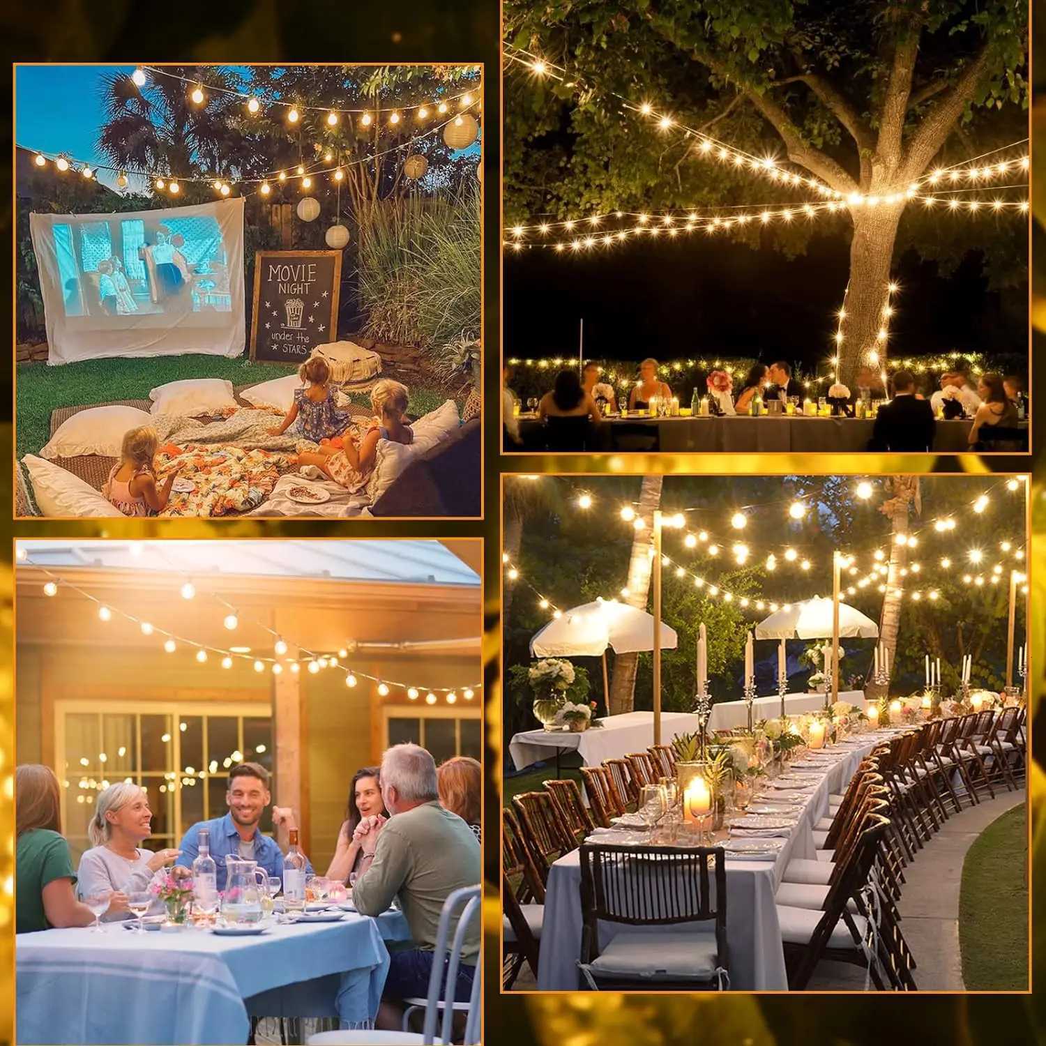 30M/15M/9M LED G40 Globe String Lights Outdoor Plastic IP65 Waterproof Bulbs For Christmas Party Garden Decorative Garland Lamp W251107