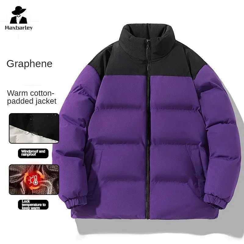 Winter Jacket Mens Classic Fashion Splicing Stand Collar Windproof Parka Korean Female Male All-match Down Cotton Padded CoatT251107
