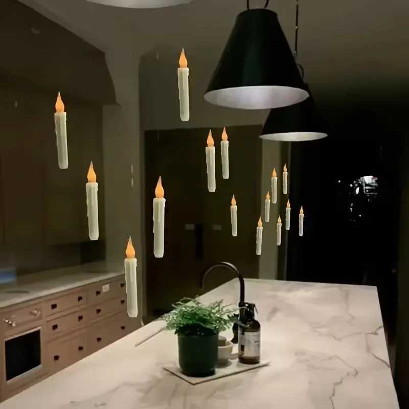 Christmas Floating LED Candle Flameless Remote Control Conical Candle Holiday Scene Decoration Table Decor Festive Lighting W251107