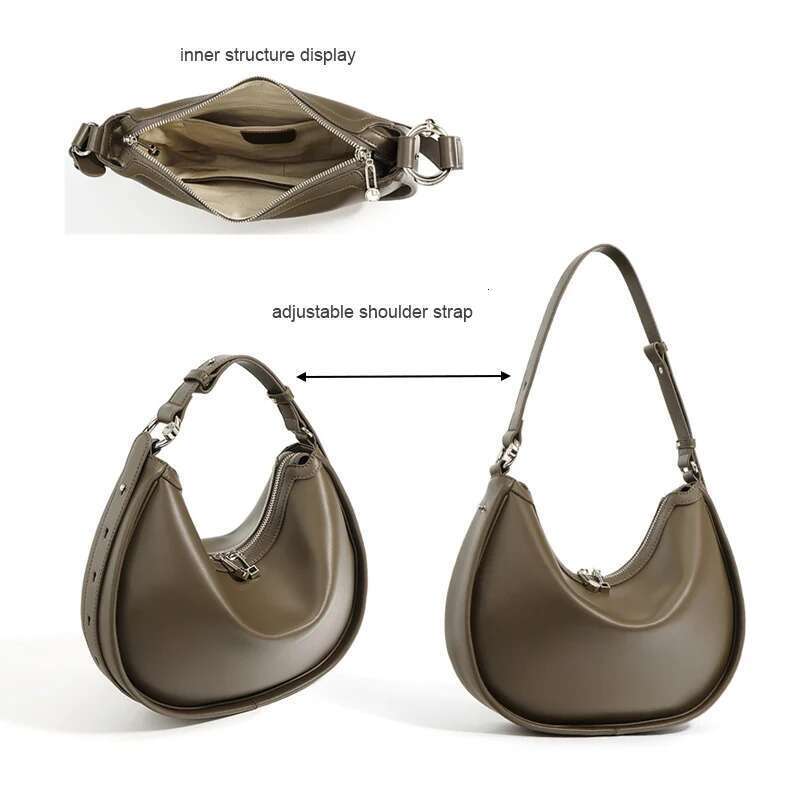 New Women Soft Split Leather Female Fashion Pouch Lady Minimalist Underarm Shoulder Bag Niche Design Elegant Messenger