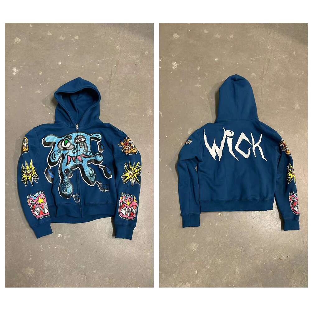 Cartoon print Y2K unisex loose pullover hoodie