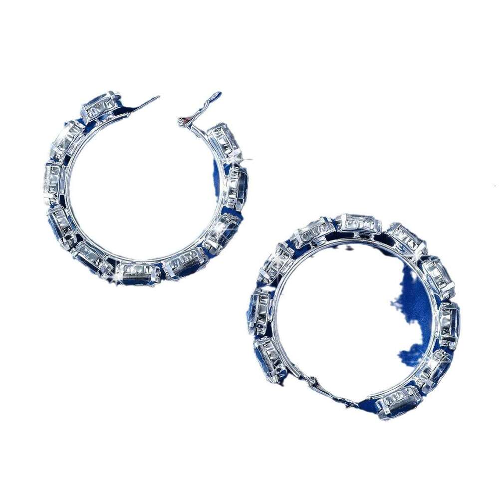 Super sparkg dia inlaid circle exquisite high-end earrings, personalized and fashionable versatile earrings for women