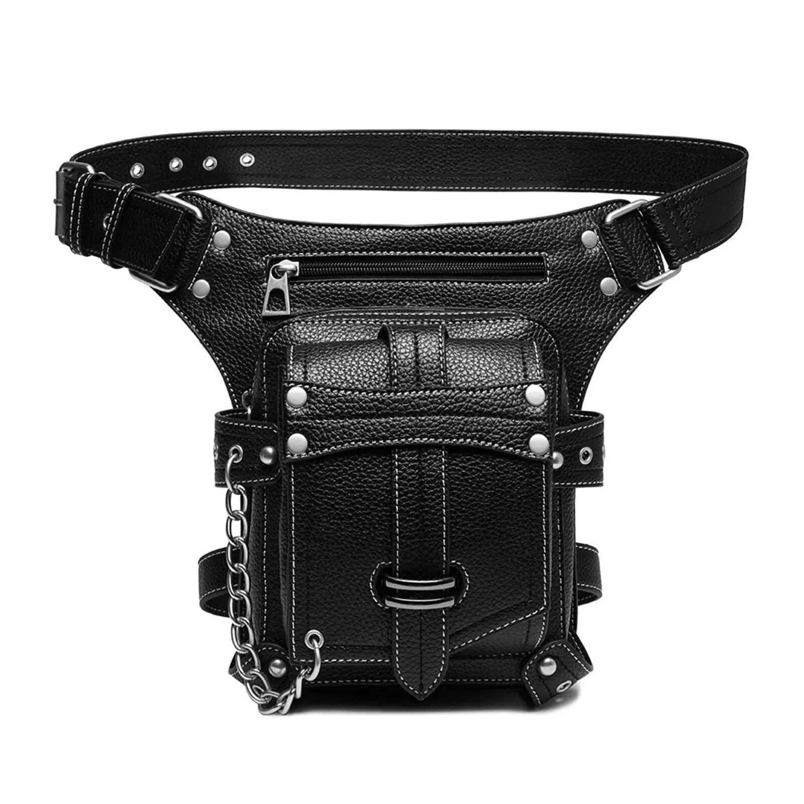 PU Waist Bag Fanny Pack Thigh Leg Hip Purse Gothic Steampunk For Motorcycle