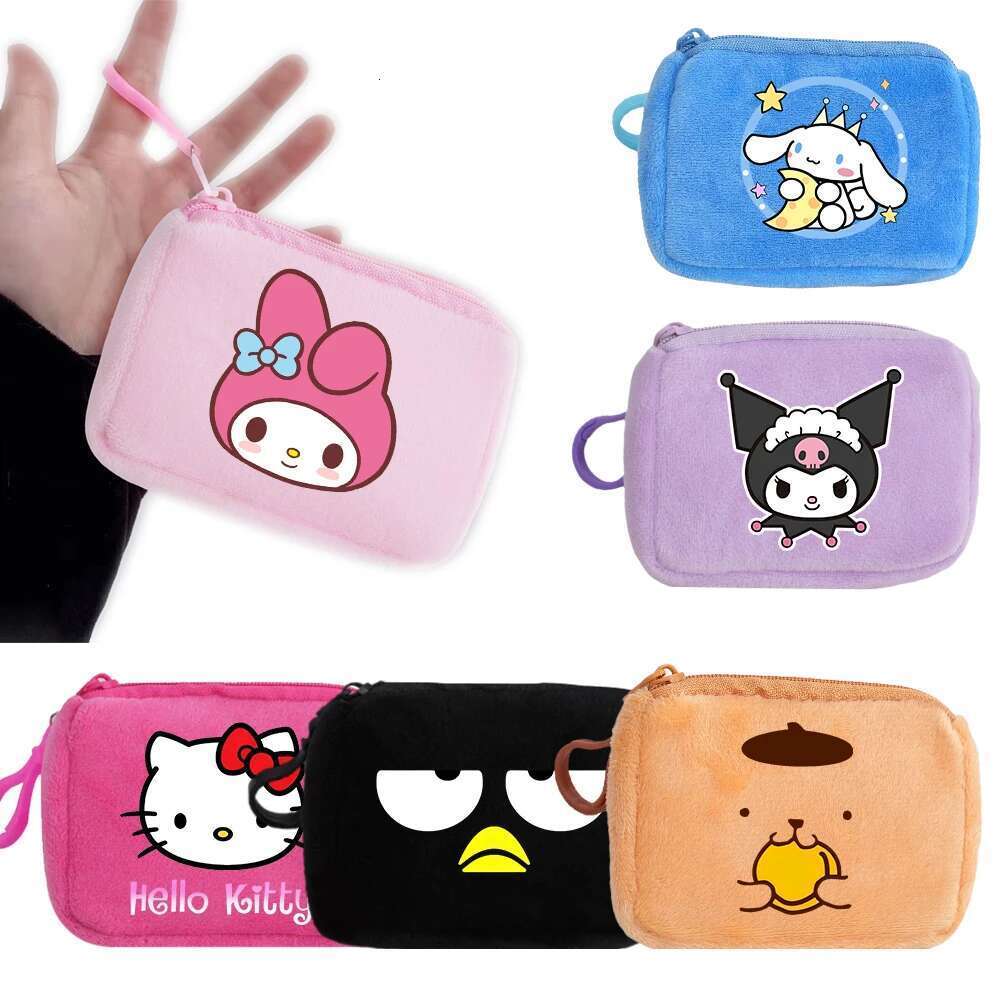 Badtz Maru Cinnamoroll Kuromi Plush Coin Purse Key Case Portable Mini Storage Bag Cute Gifts For Kids Clutch