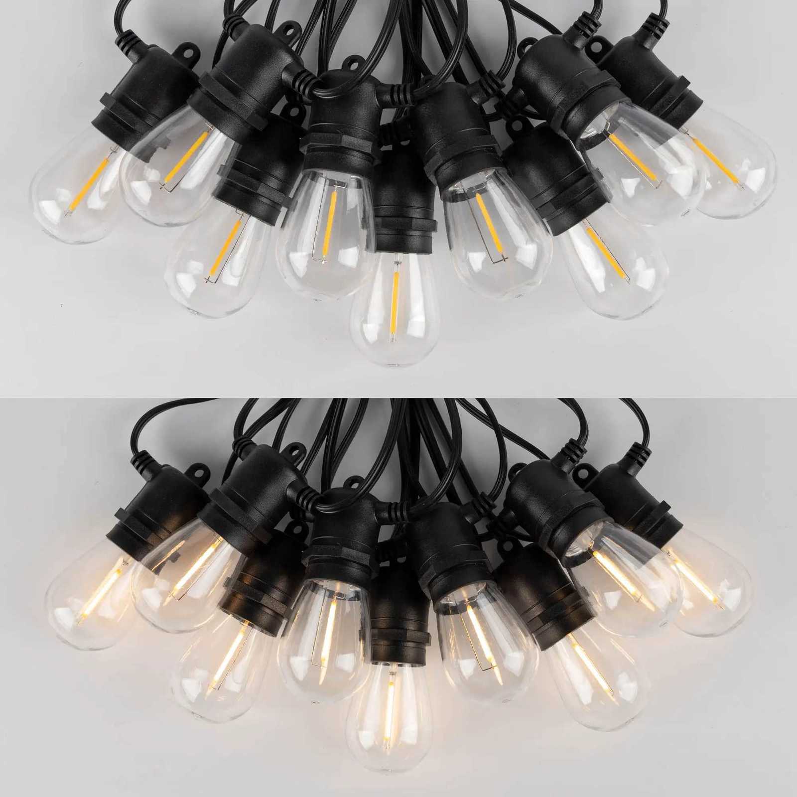 50FT S14 LED Garland String Lights Outdoor Dimmable connectable Shatterproof Fairy Hanging Light For Garden Balcony Decoration W251107