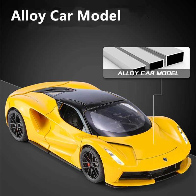 1 24 Lotus EVIJA Alloy Sports Car Model Diecasts Metal Racing Super Car Model Simulates Sound and Light Childrens Toy GiftsXJ250407