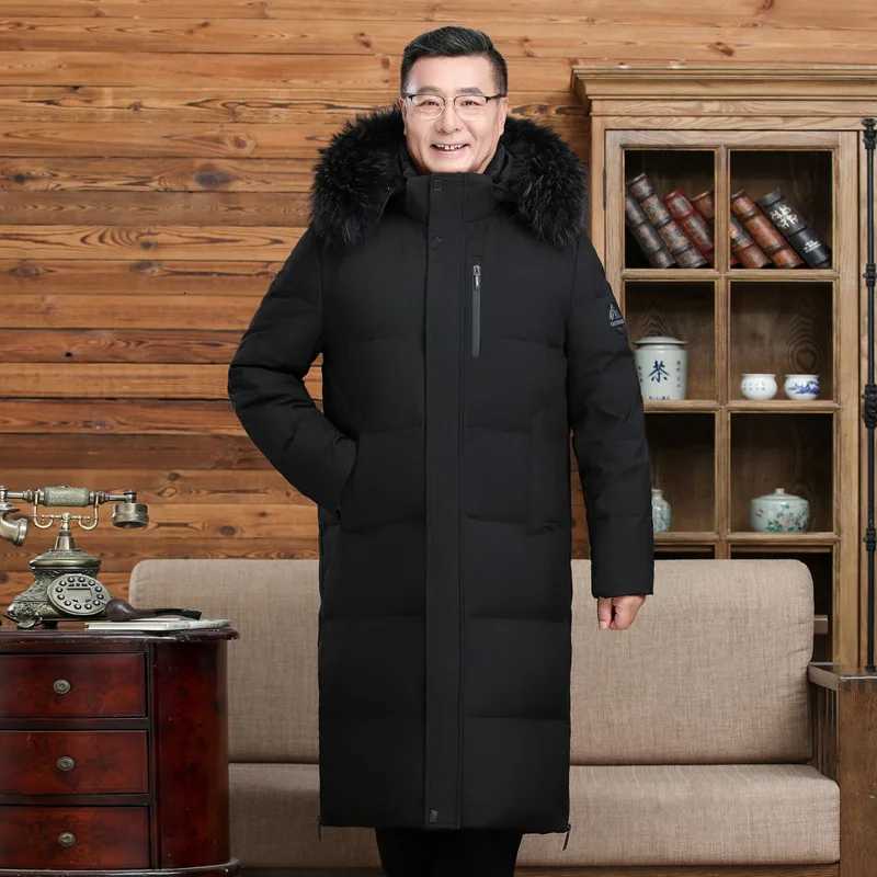 Canada Fashion Winter Jacket Man Down Coats Parka Thick Men White Down Jackets Fur Collar Hooded Extra Long Padding HWY291 K251106