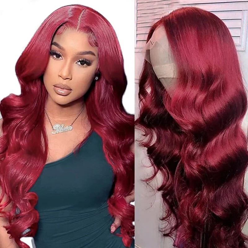 Brazilian 99J Bury Red Body Wave Wig 13*4 Lace Frontal