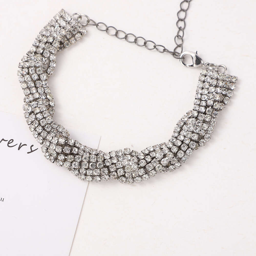 Simple urious woven Fried Dough Twists Personalized and fashionable commuting senior sier dia bracelet