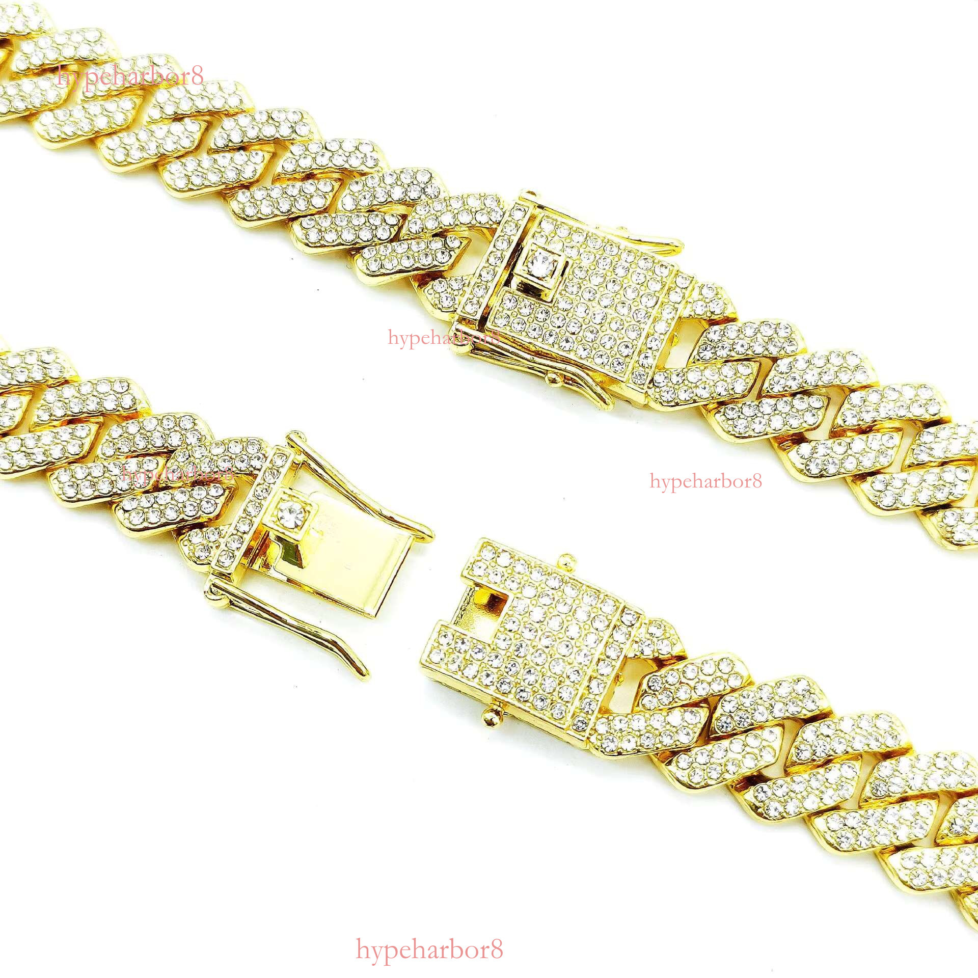 Iced Out Dia Necklaces Prong Miami Cuban k Chain For Men Icy Gold Plated Hip Hop Jewelry for Rapper