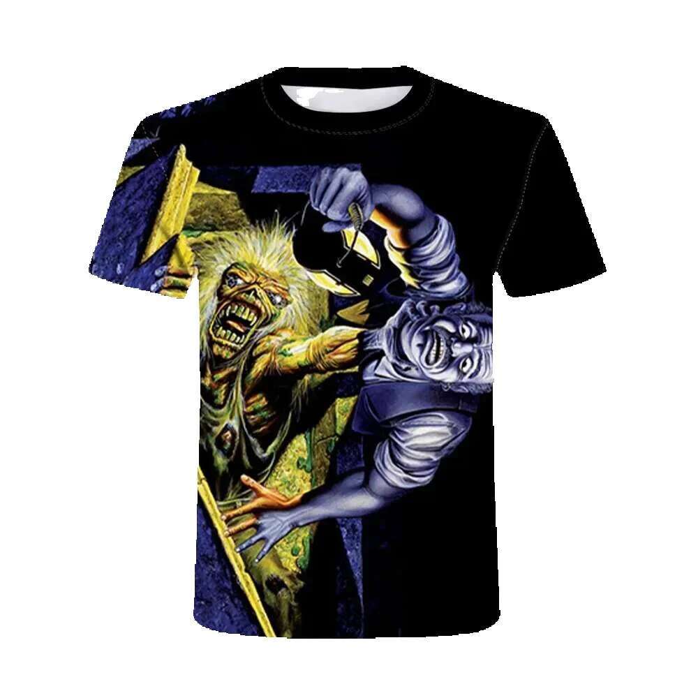 2025 trendy summer muscle warrior photo men's casual 3D printed T-shirt hip-hop metal personality round neck top 6XL