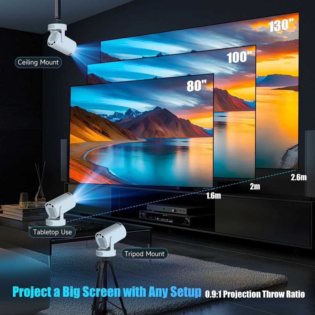 Magcubic 4K HY300 Pro + Projector Built in 5W Speaker 1280*720P Android 11 8000 Lumens Wifi6 BT5.4 Outdoor Portable Projector X250407