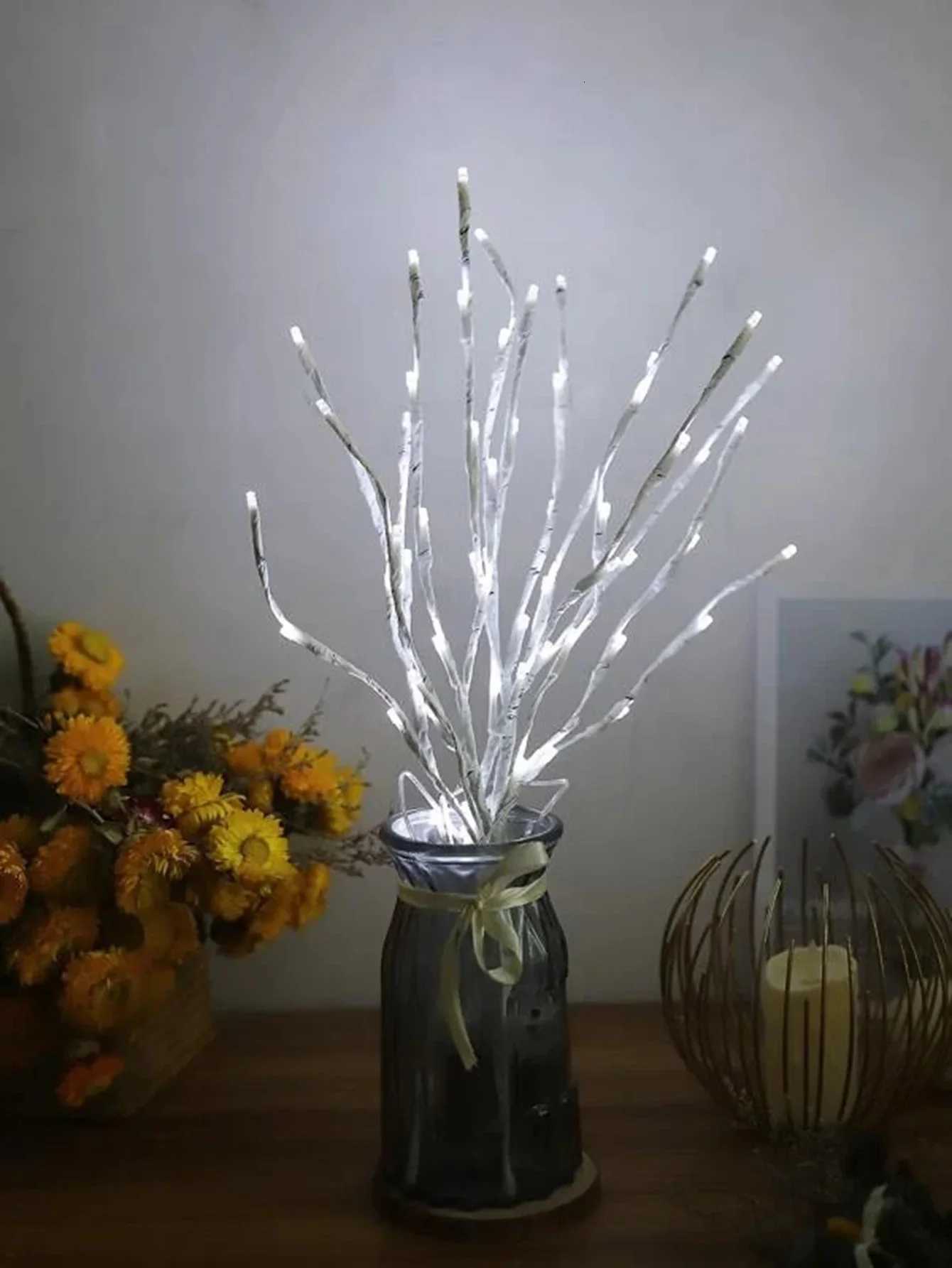 1 PC White Birch Branch Lights Battery Operated 20 LED Fairy Lights Willow Branches for Home Bedroom Inside Outdoor Decoration W251107