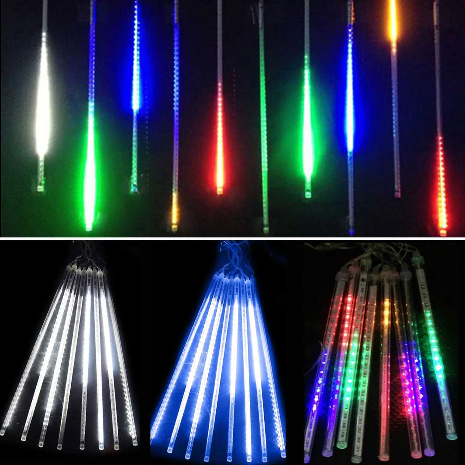 30/50cm 8 Tube Meteor Shower Rain LED String Lights Christmas Tree Decorations Street Garland For Decor Noel New Year Navidad W251107