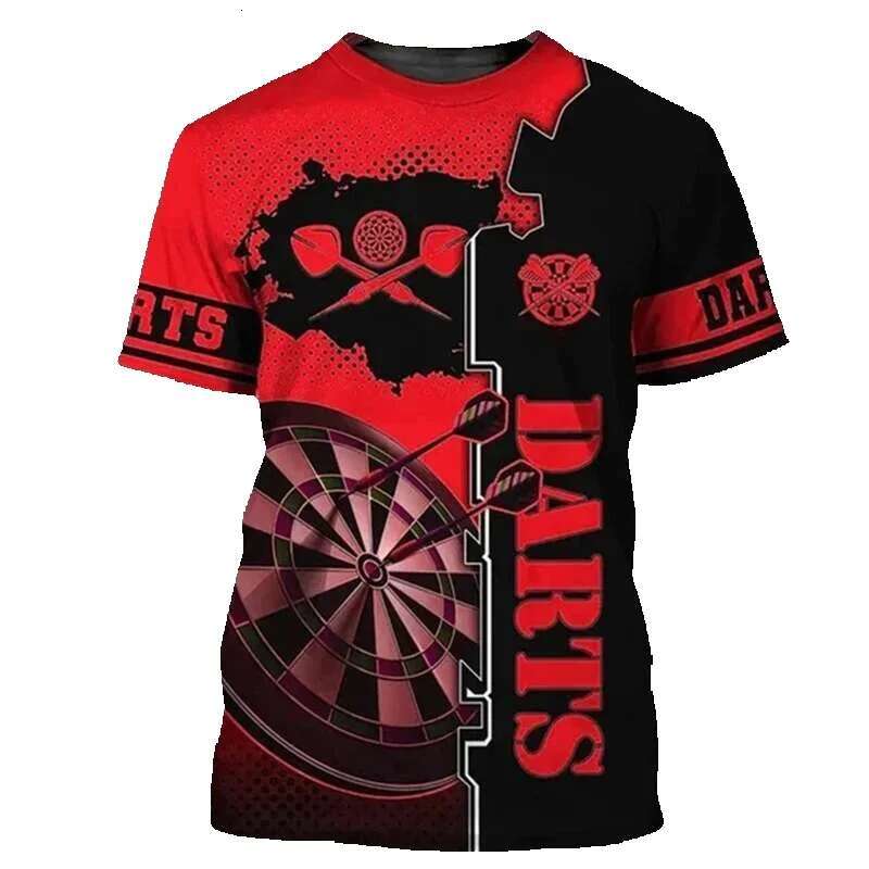 Set Men's Fashion Short Sleeve 3D Printed Street Style T-shirt Summer Dart Platinum Pattern Hip Hop Casual Top