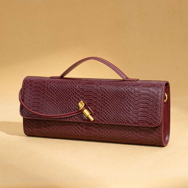 High end Handheld Banquet Bag for Women, Horizontal Version, Trendy Stone Pattern Bar Retro niche Single Shoulder Crossbody Bag, 2025 New Casual and V