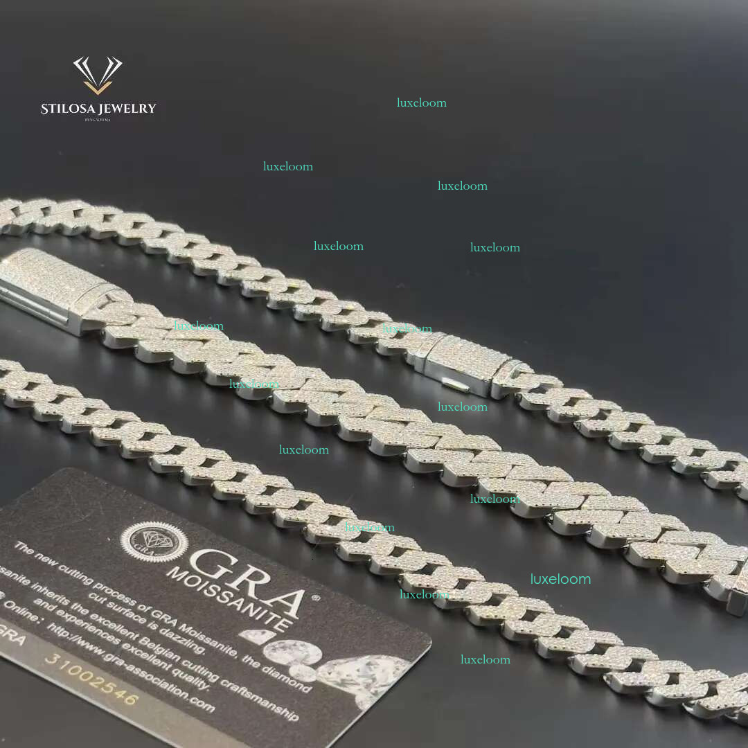 Necklace16 18 20 22 24 Inches 12mm Moissanite Necklace Hip Hop Miami Cuban Chain Sier Fashion Jewelry