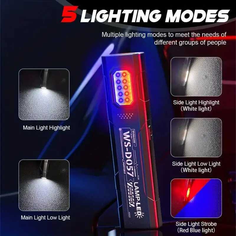 LED Keychain Flashlight Rechargeable EDC Flashlight With COB Mini Torch Light Pocket Lantern Flood Work Light With MagnetW251106