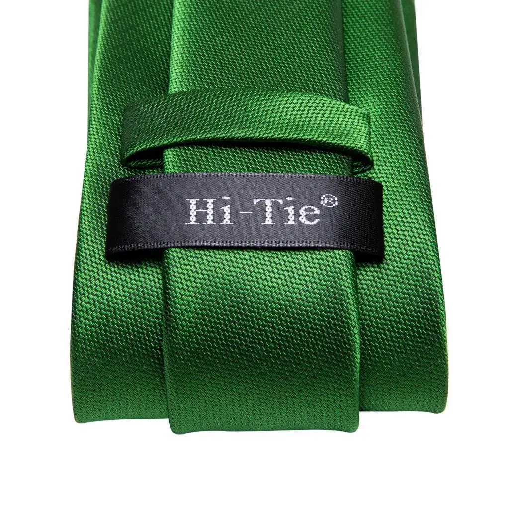 Hi-Tie Designer Green Solid Striped Paisley Silk Wedding Tie For Men Necktie Hanky Cufflink Fashion Business Party Dropsing X250407