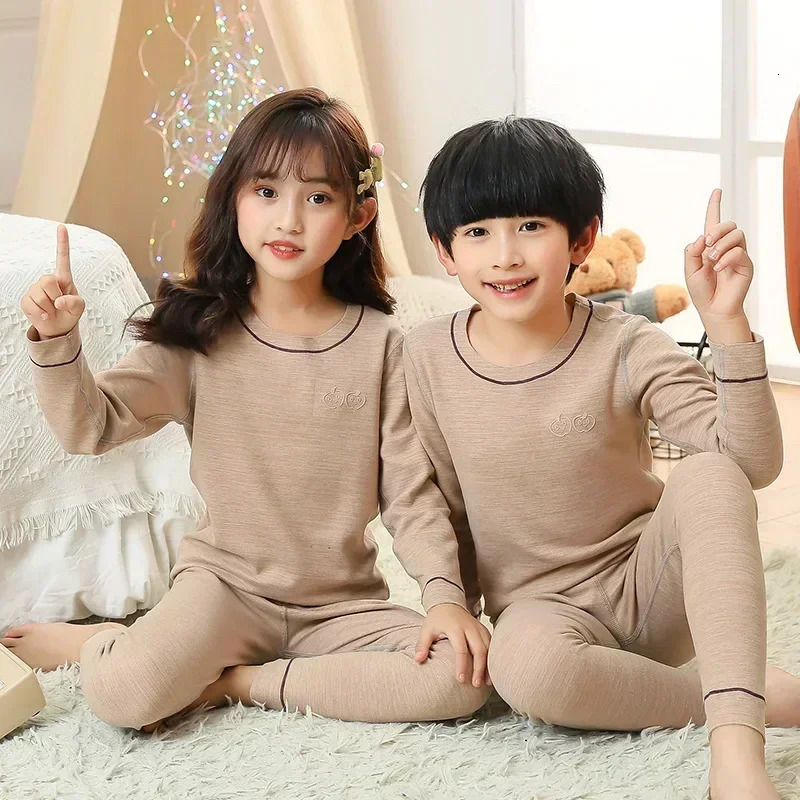 Winter Warm Pyjamas Sets for Boys Kids Thermal Pajamas Toddler Sleepwear Autumn Clothes for Children from 2 to 13 Years Old 250407